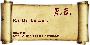 Raith Barbara névjegykártya